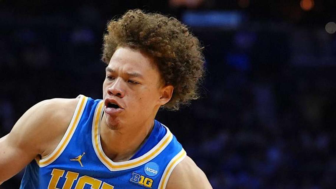  Mar 22, 2026; Philadelphia, PA, USA; UCLA Bruins guard Trent Perry (0) dribbles the ball against the UConn Huskies in the first half during a second round game of the men's 2026 NCAA Tournament at Xfinity Mobile Arena. Mandatory Credit: Kyle Ross-Imagn Images | Kyle Ross-Imagn Images 