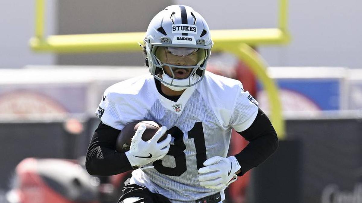  May 20, 2026; Henderson, NV, USA; Las Vegas Raiders safety Treydan Stukes (31) practices during organized team activities at Intermountain Health Performance Center. Mandatory Credit: Candice Ward-Imagn Images | Candice Ward-Imagn Images 