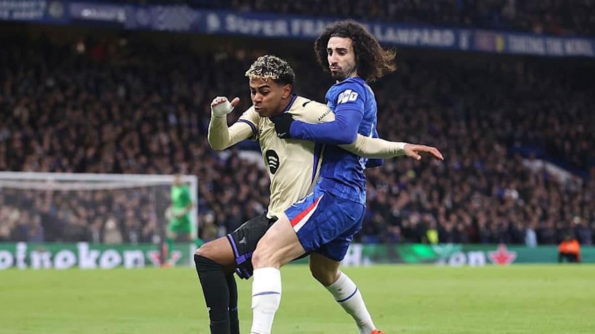  Marc Cucurella (right) shut down Barcelona's Lamine Yamal in November. | Crystal Pix/MB Media/Getty Images 