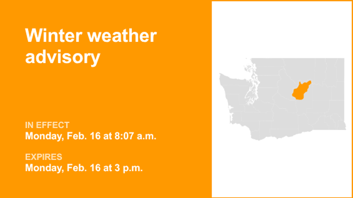 UPDATE: The current winter weather advisory for Waterville Plateau will expire at 3 p.m. 