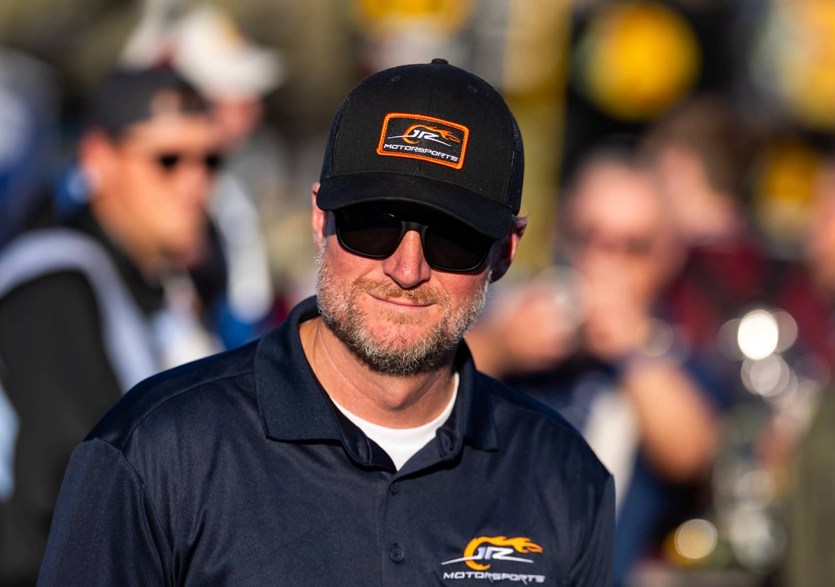  Nov 1, 2025; Avondale, Arizona, USA; NASCAR Xfinity Series team owner Dale Earnhardt Jr during the Xfinity Series Championship race at Phoenix Raceway. Mandatory Credit: Mark J. Rebilas-Imagn Images 