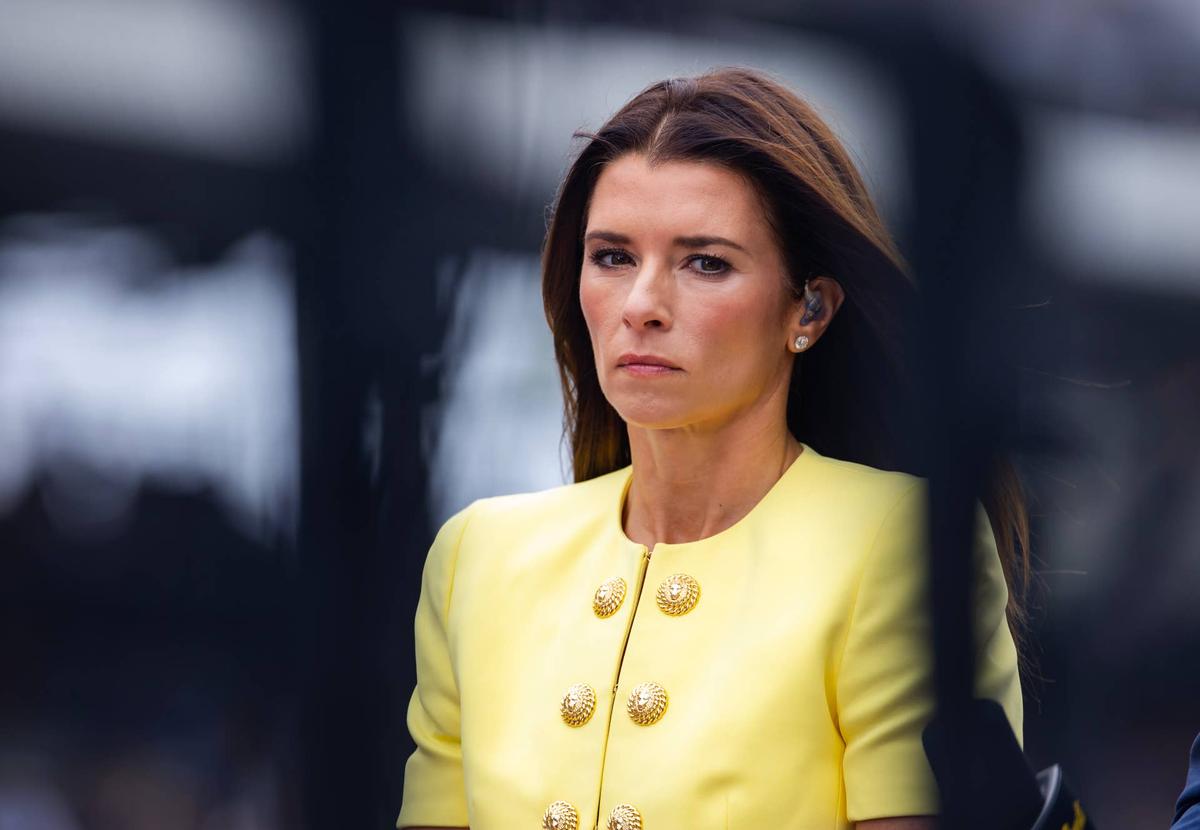  May 26, 2024; Indianapolis, Indiana, USA; NBC Sports commentator Danica Patrick during a delay to the Indycar Series 108th running of the Indianapolis 500 at Indianapolis Motor Speedway. Mandatory Credit: Mark J. Rebilas-USA TODAY Sports 
