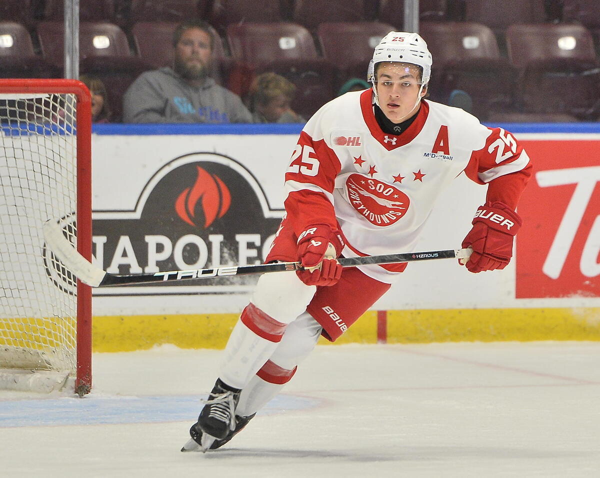  Chase Reid wore the 'A' on his jersey in just his second season with the Soo Greyhounds. (Terry Wilson-OHL Images) 