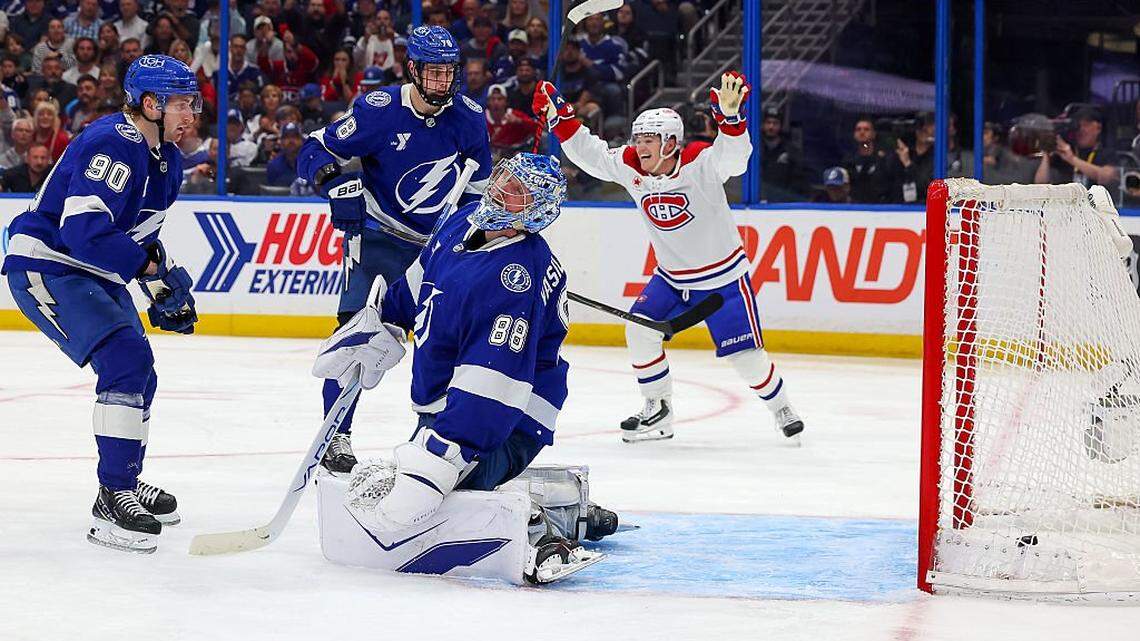 Montreal’s Slafkovsky completes hat trick in OT to stun Lightning