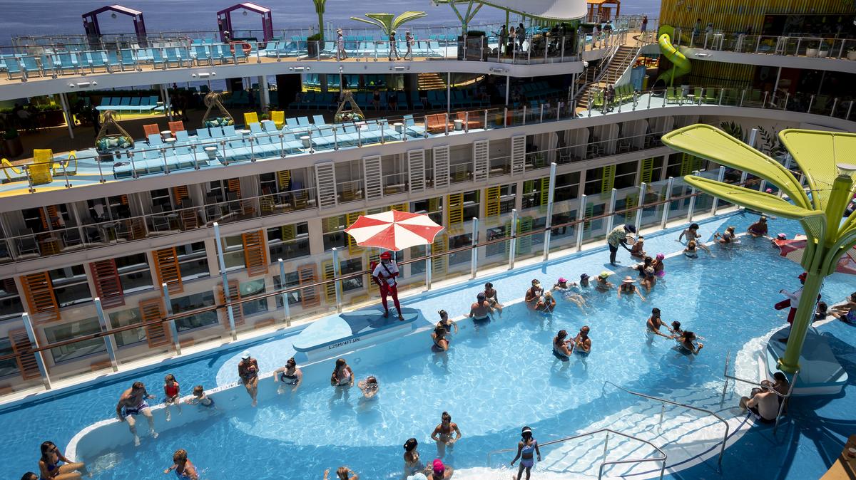 The Royal Bay pool is a central spot for swimming onboard Royal Caribbean’s Star of the Seas. (Patrick Connolly/Orlando Sentinel/TNS)