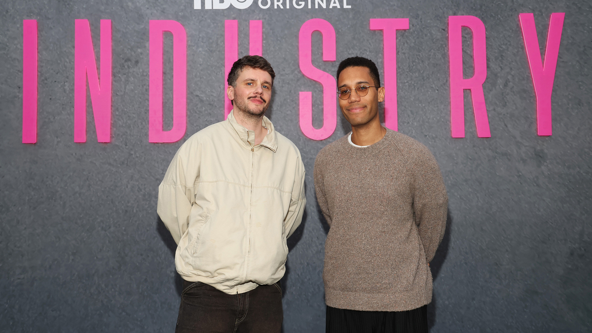 Konrad Kay, left, and Mickey Down attend HBO's "Industry: Season 4" Emmy FYC Event at Television Academy's Wolf Theatre at the Saban Media Center on April 27, 2026, in North Hollywood, California. (Phillip Faraone/Getty Images for HBO/TNS)