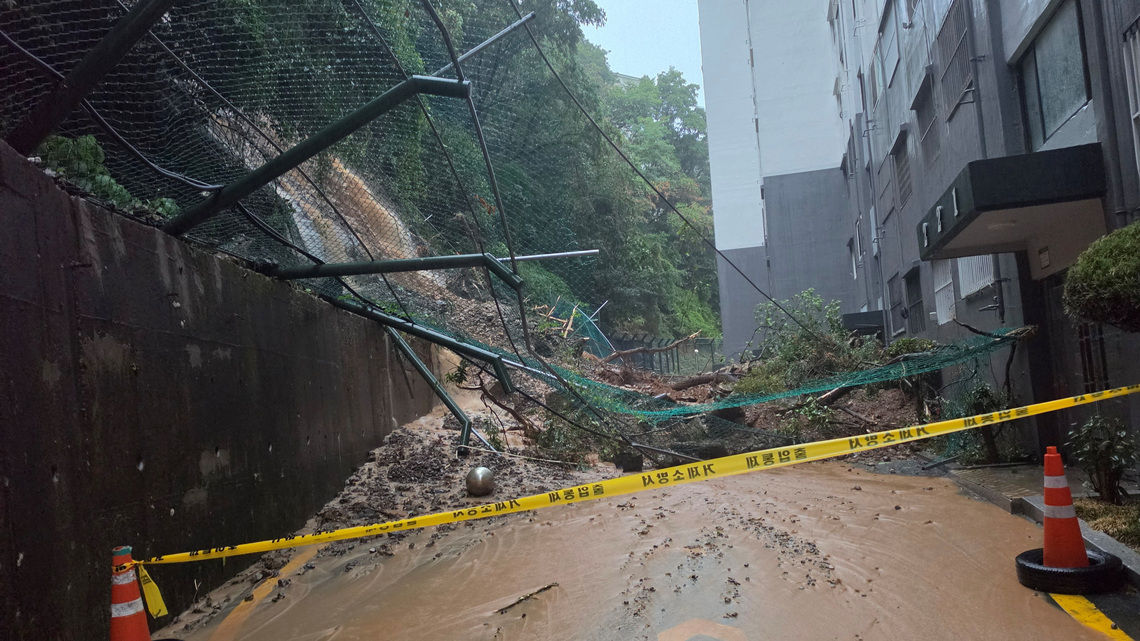 South Korea landslide kills one as heavy rains sweep southern areas, media reports 