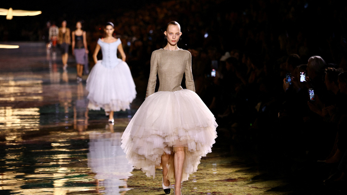 Chanel unveils tiger-print tweed and sheer skirt suits in spring/summer Paris show 