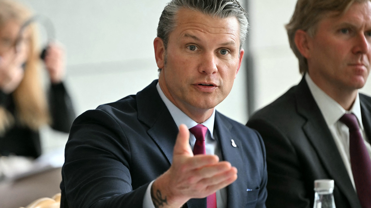 U.S. Secretary of Defense Pete Hegseth speaks ahead of a meeting with French Minister of the Armed Forces and Veterans on the sidelines of a ceremony marking the 82nd anniversary of the D-Day landings at the Normandy American Cemetery in Colleville-sur-Mer, France, on Saturday, June 6, 2026. (Lou Benoise/AFP/Getty Images/TNS)