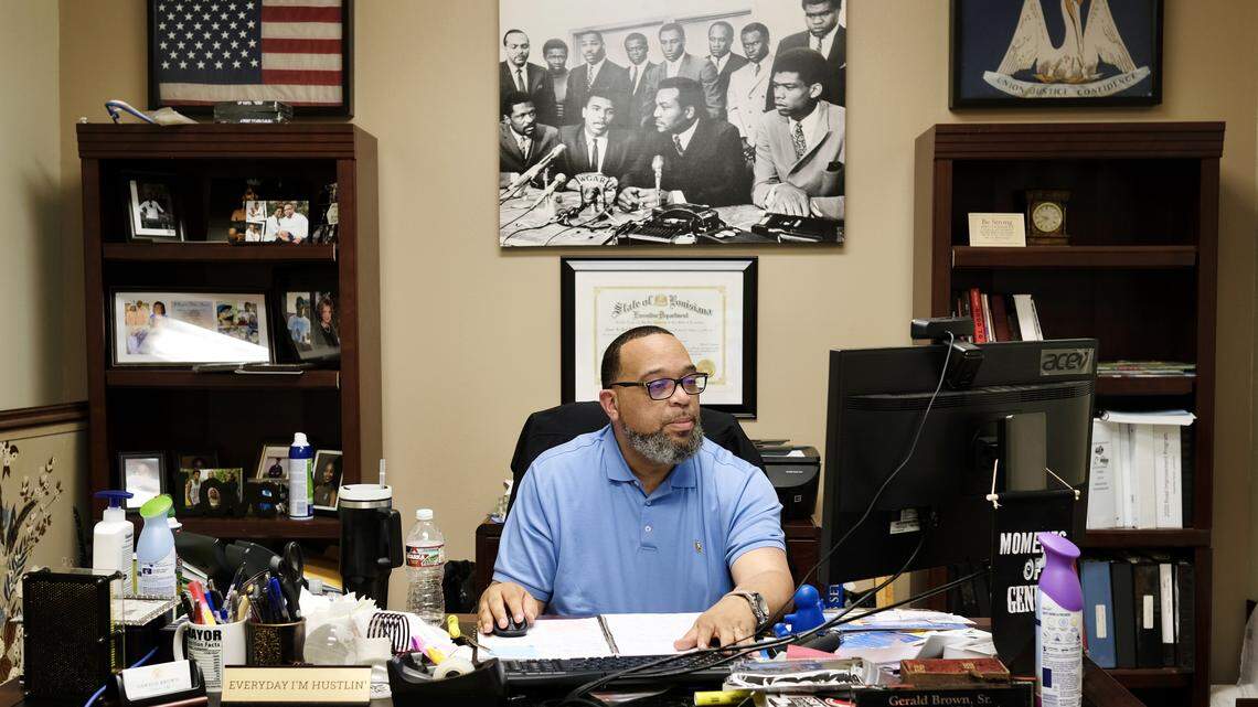 Mayor Gerald Brown in his office in Richwood, La., on May 7, 2025. Brown says the townÕs partnership with ICE has provided better-paying jobs and boosted local revenue. (Brent McDonald/The New York Times)
