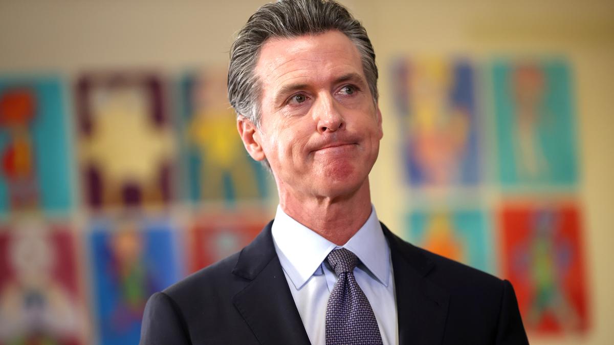 California Gov. Gavin Newsom speaks during a news conference after meeting with students at James Denman Middle School on Oct. 1, 2021, in San Francisco, California. (Justin Sullivan/Getty Images/TNS)