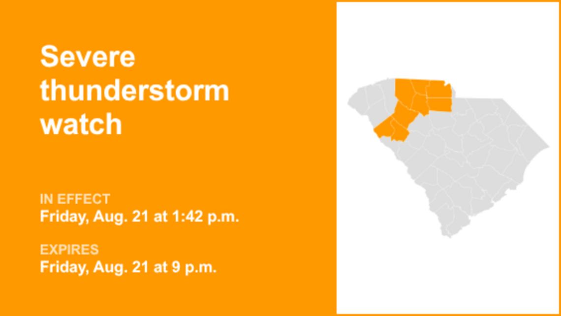 Upstate SC under a severe thunderstorm watch until Friday night 