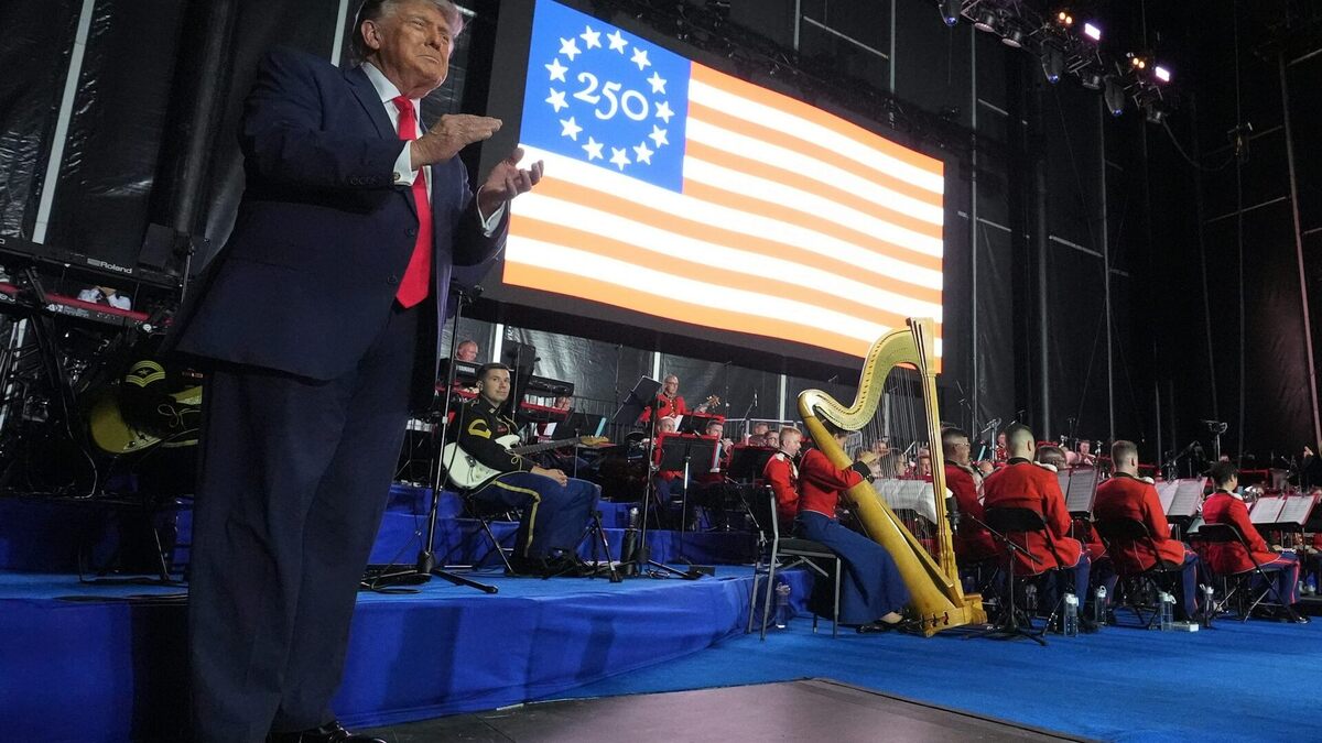 President Donald Trump arrives at the Great American State Fair Celebration on June 24, 2026, in Washington. 
