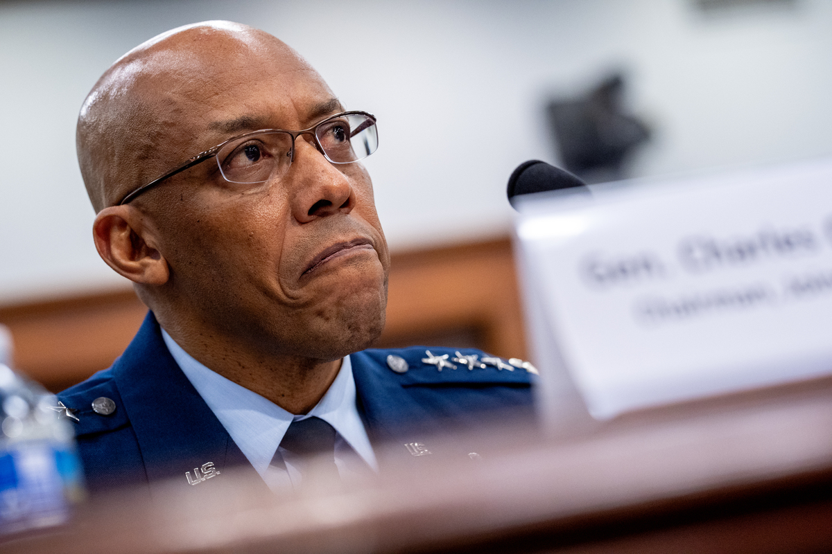  Chairman of the Joint Chiefs of Staff General Charles Q. Brown Jr., appears at a House Appropriations Committee hearing on Capitol Hill on April 17, 2024, in Washington. 