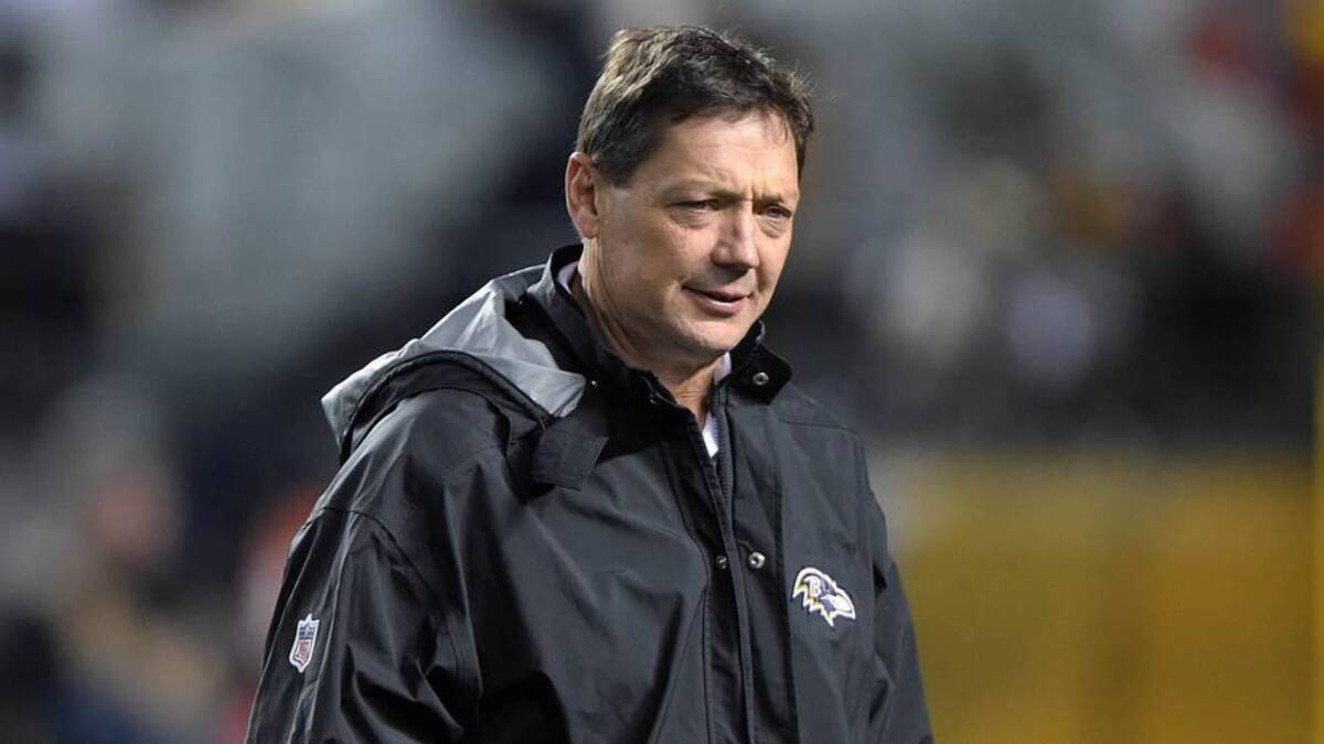  Jan 3, 2015; Pittsburgh, PA, USA; Baltimore Ravens quarterbacks coach Rick Dennison against the Pittsburgh Steelers in an AFC wild card playoff game at Heinz Field. The Ravens defeated the Steelers 30-17. Mandatory Credit: Kirby Lee-Imagn Images | Kirby Lee-Imagn Images 