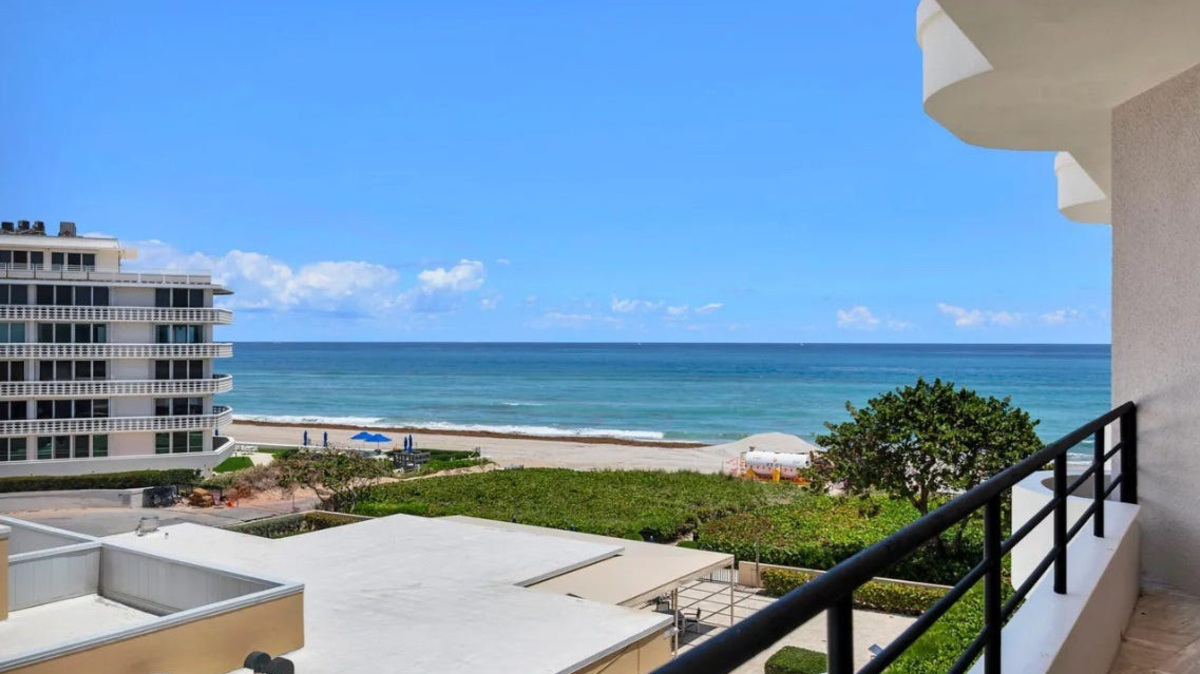 A balcony of penthouse E 4A at Leverett House on Sunset Avenue offers a view of the Atlantic. The four-bedroom condominium just sold for a recorded $12.5 million.