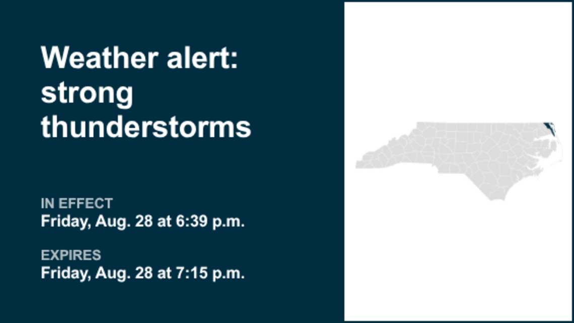 Weather alert for strong thunderstorms in Western Currituck and Eastern Currituck 