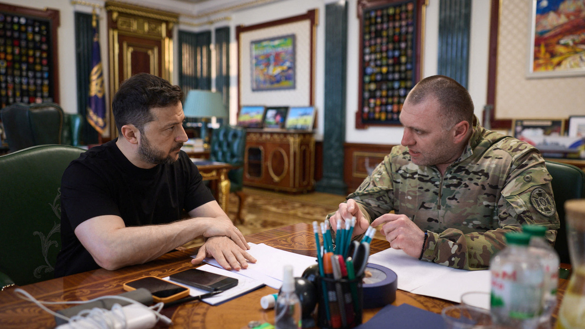 Ukraine's President Volodymyr Zelenskiy and Head of the Security Service of Ukraine Vasyl Maliuk attend a meeting, amid Russia's attack on Ukraine, in Kyiv, Ukraine, in this handout picture released June 1, 2025. Ukrainian Presidential Press Service/Handout via REUTERS