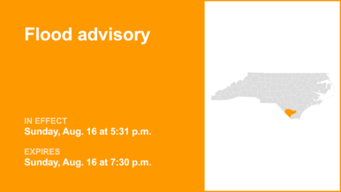 Flood advisory active for Columbus County Sunday evening caused by persistent rainfall 