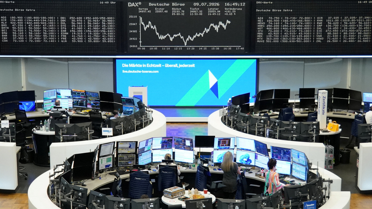 The German share price index DAX graph is pictured at the stock exchange in Frankfurt, Germany, July 9, 2026.  REUTERS/staff