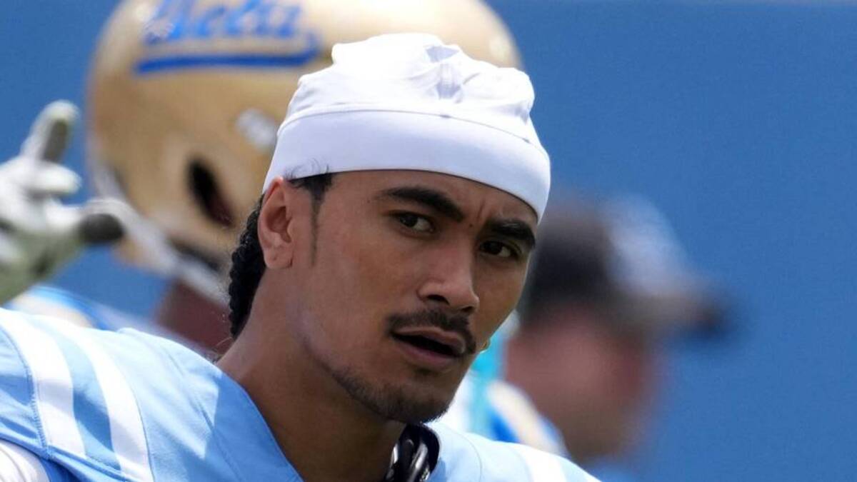  May 2, 2026; Pasadena, CA, USA; UCLA Bruins quarterback Nico Iamaleava (9) reacts during the spring game at Rose Bowl. Mandatory Credit: Kirby Lee-Imagn Images | Kirby Lee-Imagn Images 