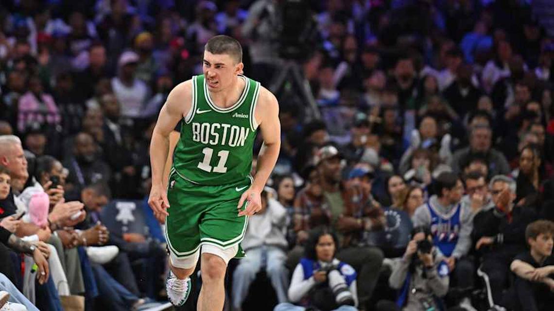  Celtics guard Payton Pritchard scored a playoff career high 32 points in a Game 4 explosion against the 76ers. | Eric Hartline-Imagn Images 