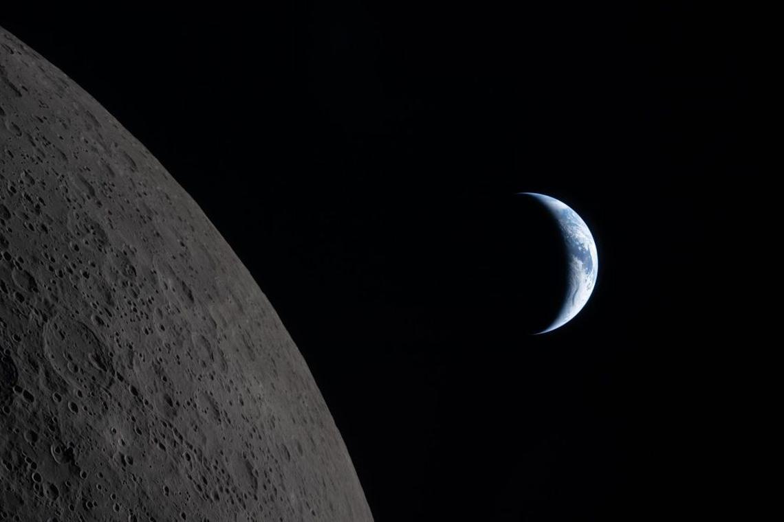  Earth in its crescent phase during the lunar mission. (Photo by NASA) 