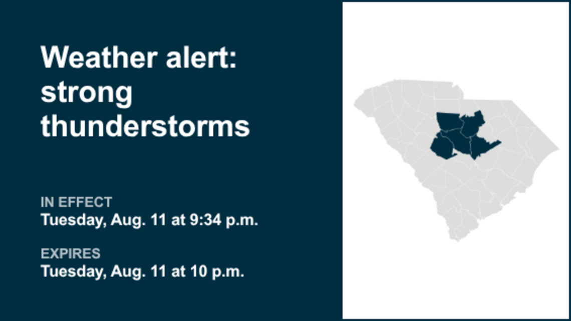 Be prepared for strong thunderstorms in Midlands Tuesday night - gusts to hit 50 mph 
