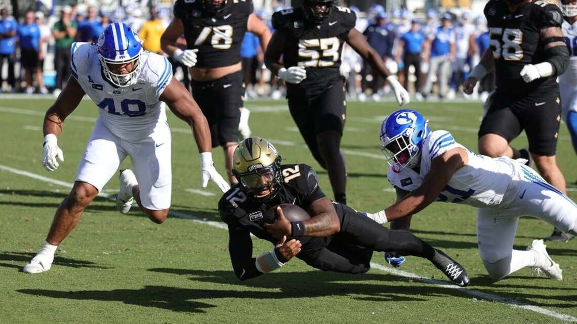 UCF survives goal-line stand, blocked FG to beat No. 2 BYU in 2 OTs 
