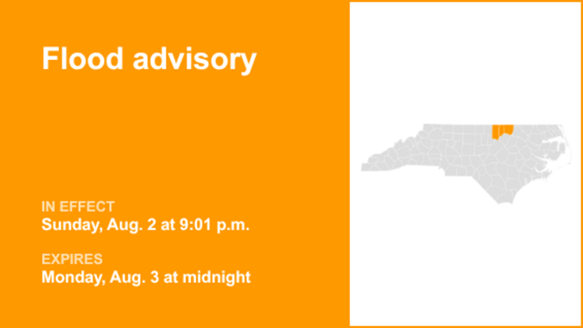 Flood advisory for the Piedmont region until early Monday, says the NWS 