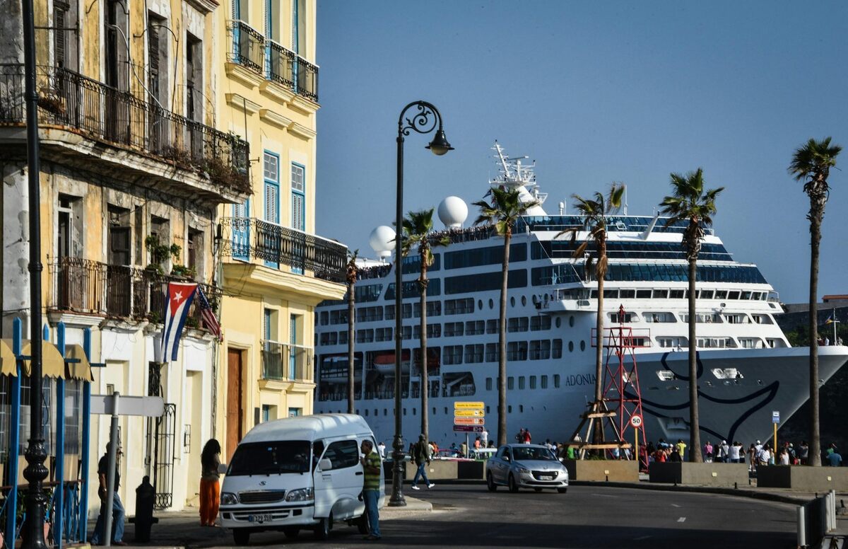  The first cruise ship to travel from the U.S. to Cuba in decades, a vessel from the Carnival Cruise's Fathom line, lands in Havana in 2016. Adalberto Roque/AFP via Getty Images 