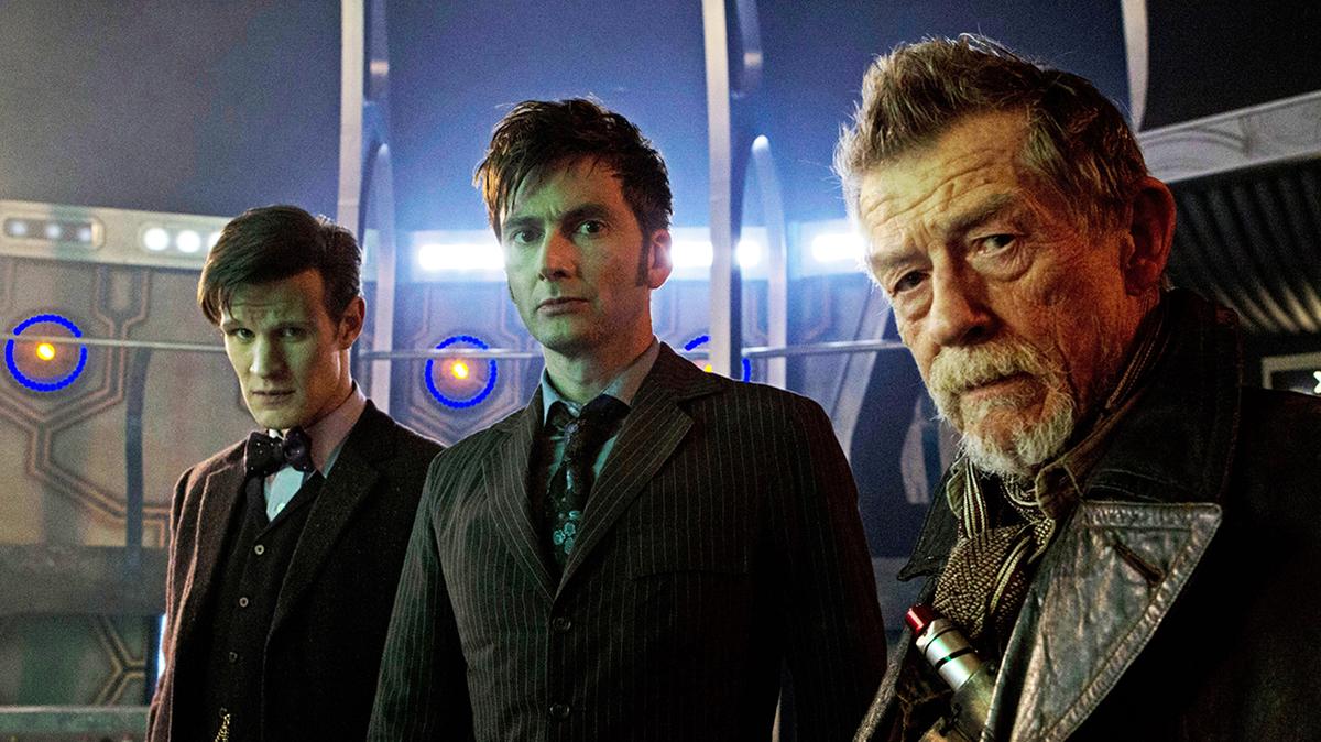 DOCTOR WHO: THE DAY OF THE DOCTOR 50TH ANNIVERSARY SPECIAL, l-r: Matt Smith, David Tennant, John Hurt, (aired November 23, 2013). ph: Adrian Rogers/©BBC/courtesy Everett Collection