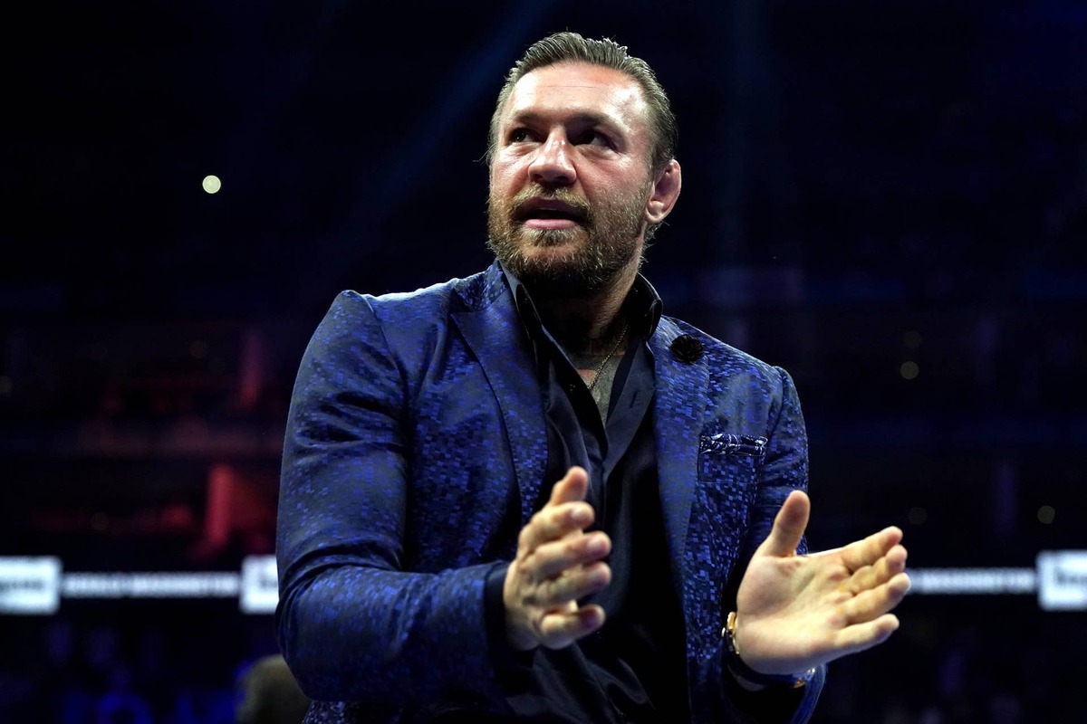  Conor McGregor poses for photographs inside the ring at the O2 Arena, London. Picture date: Saturday August 12, 2023. (Photo by Nick Potts/PA Images via Getty Images) 