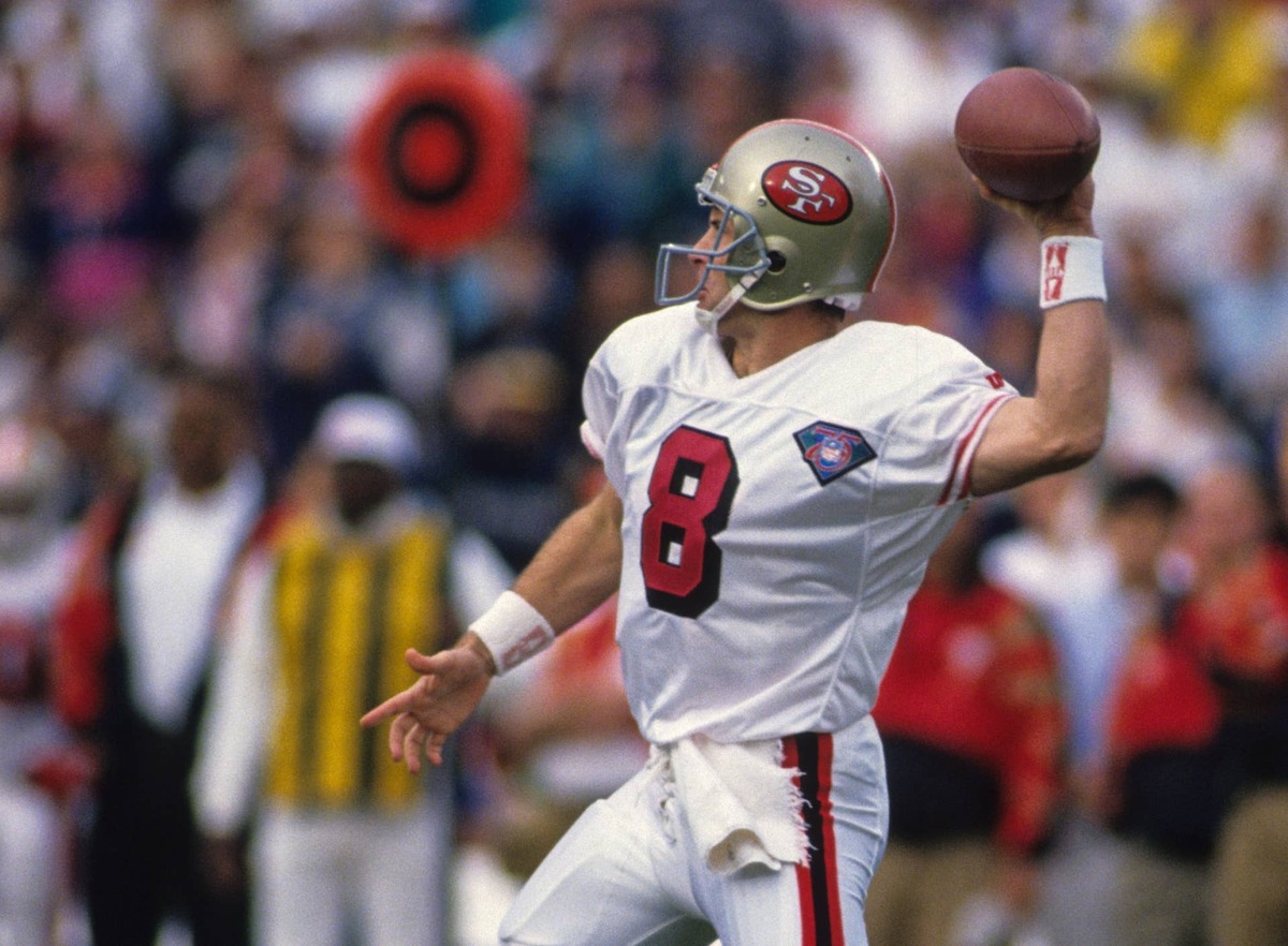  San Francisco 49ers quarterback Steve Young looks to throw during the 1994 season. V.J. Lovero-USA TODAY Sports