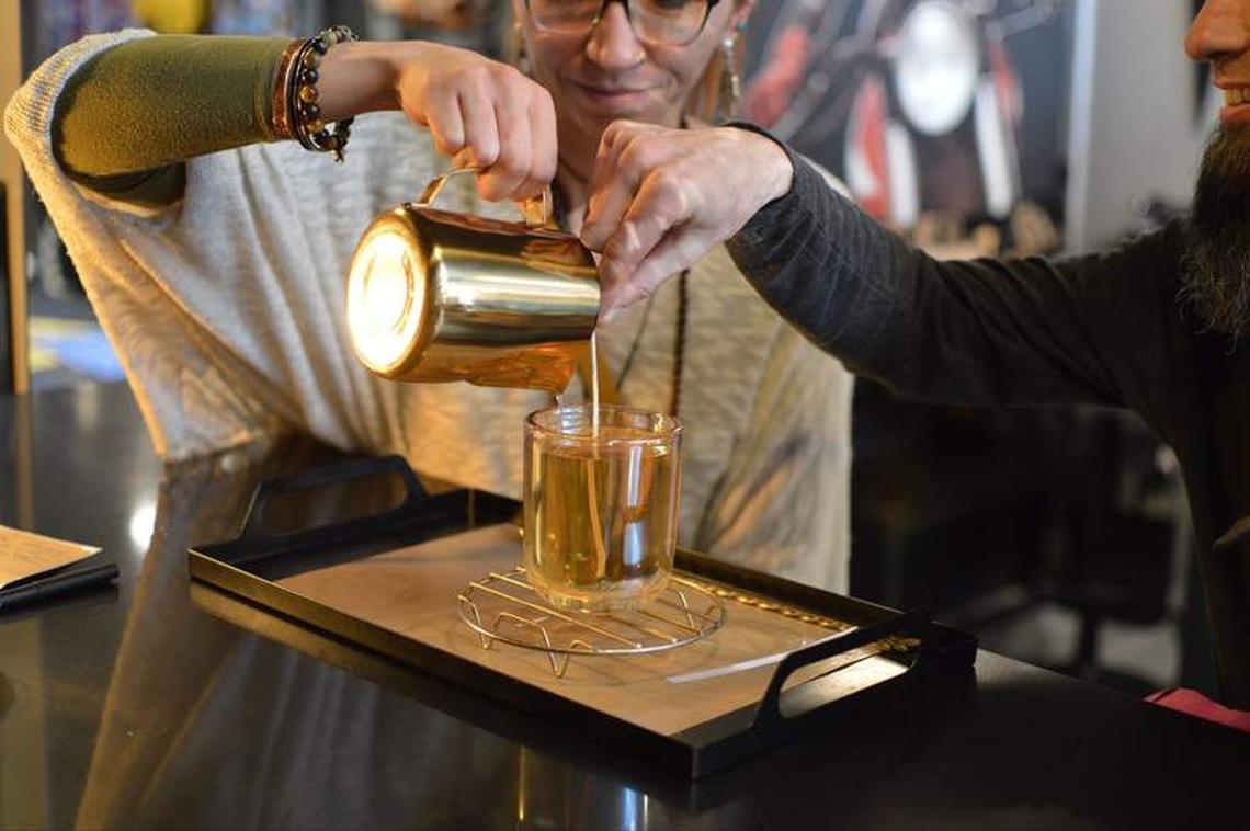  Pouring candle wax into a mold at Mystic Moto in Big Bear. Photo credit: Mystic Moto 