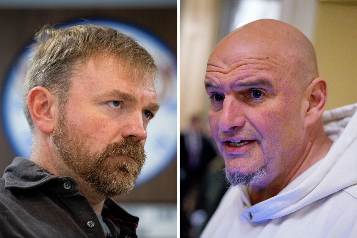  Democrat Senate candidate from Maine Graham Platner is seen during a campaign event on May 1; Senator John Fetterman, a Pennsylvania Democrat, on November 10, 2025, on Capitol Hill in Washington, DC. 