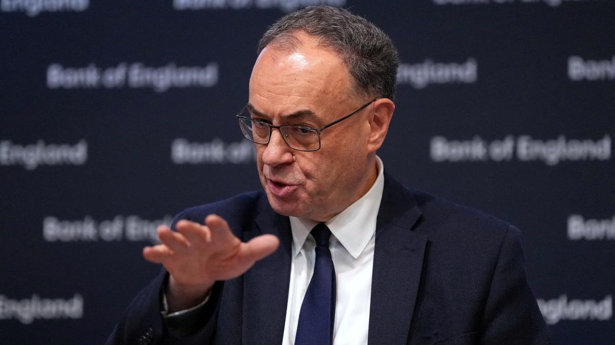 FILE PHOTO: Bank of England Governor Andrew Bailey speaks during the Monetary Policy Report Press Conference at the Bank of England in London, Britain, April 30, 2026.     Kirsty Wigglesworth/Pool via REUTERS/File Photo