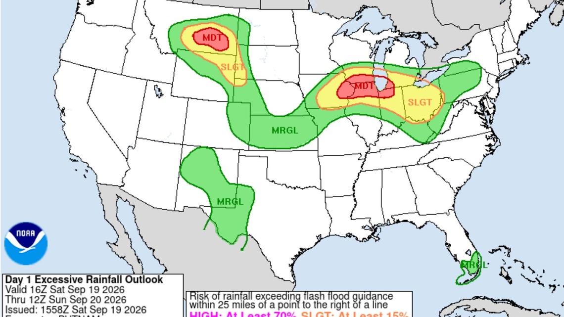 Map Shows US States Facing Flash Flooding After 7.5 Inches of Rain Fell This Weekend 