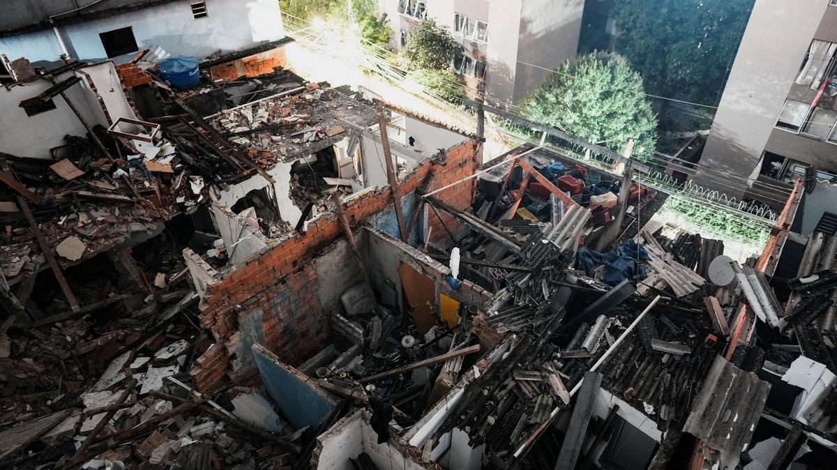 View of the site where a fire set off by a potential gas explosion damaged homes and injured people, according to the local fire department, in Sao Paulo, Brazil, May 11, 2026. REUTERS/Alexandre Meneghini
