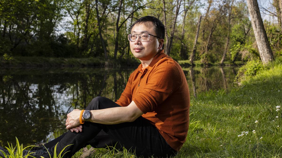 Jamie Ding near his home in Lawrenceville, N.J., after winning $880,000 on "Jeopardy!," April 23, 2026. Ding, a self-described "faceless bureaucrat" from New Jersey, became a TV sensation during his 31-game winning streak.