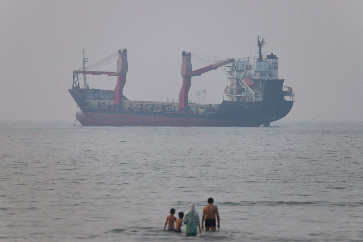 A vessel in the Strait of Hormuz near the beach of Bandar Abbas, Iran, June 30, 2026. Amirhosein Khorgooi/ISNA/via WANA (West Asia News Agency)via REUTERS