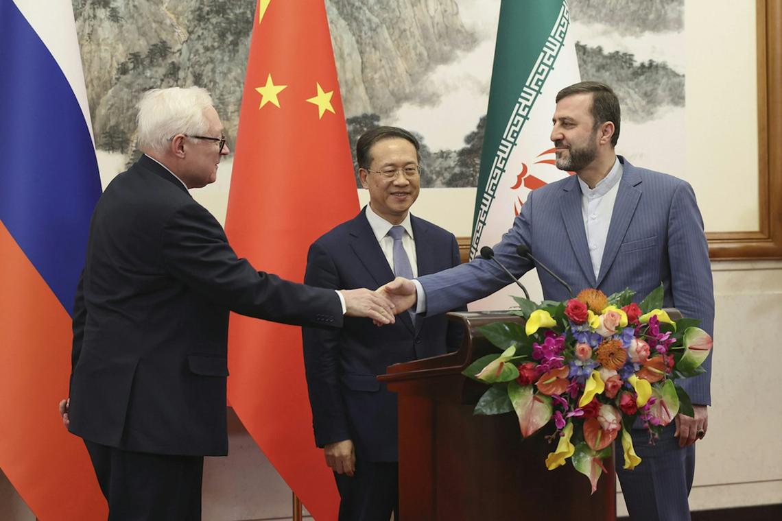  Russian, Chinese and Iranian diplomats have a confab in 2025 in Beijing. Lintao Zhang/Pool Photo via AP 
