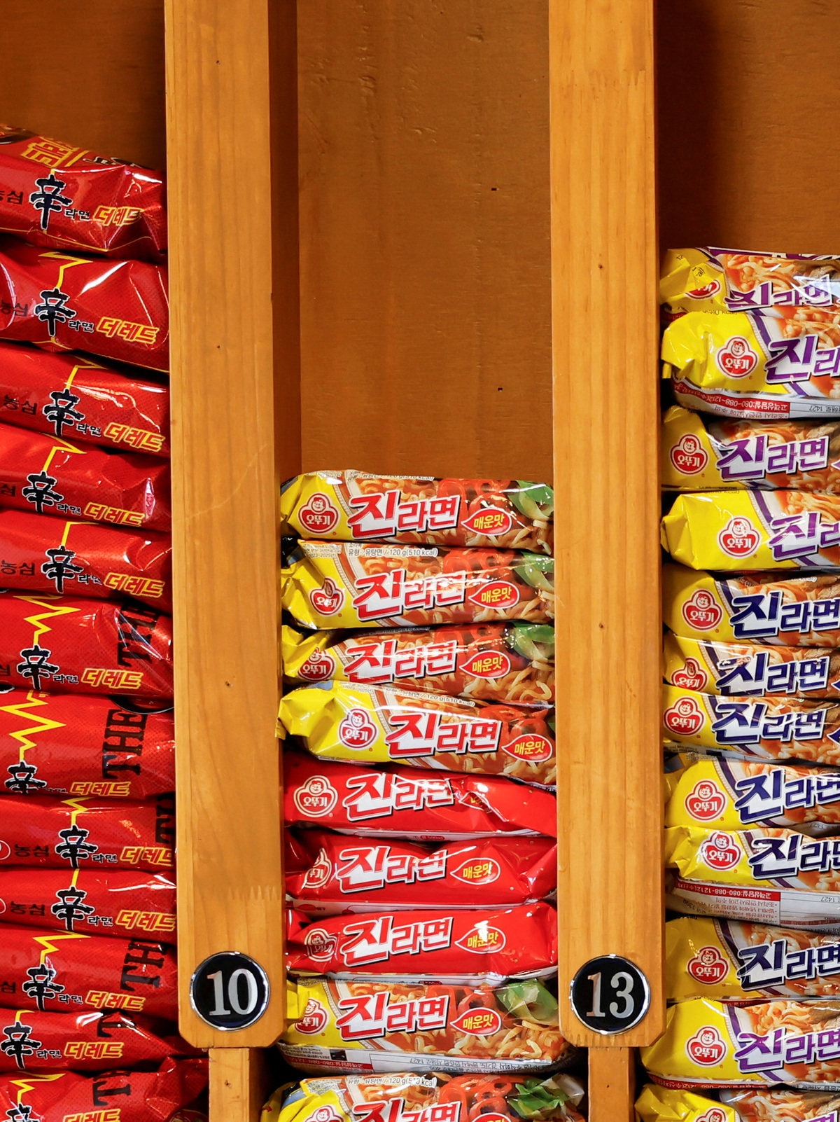 Instant noodle packets are displayed at an unmanned ramen eatery in Seoul, South Korea, June 5, 2026. REUTERS/Kim Soo-hyeon