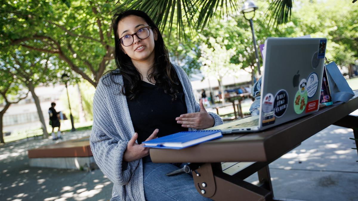 San Jose State University student Lexie Castro, who is studying to be a speech pathologist, talks during an interview Thursday, April 30, 2026, in San Jose, Calif. (Dai Sugano/Bay Area News Group)