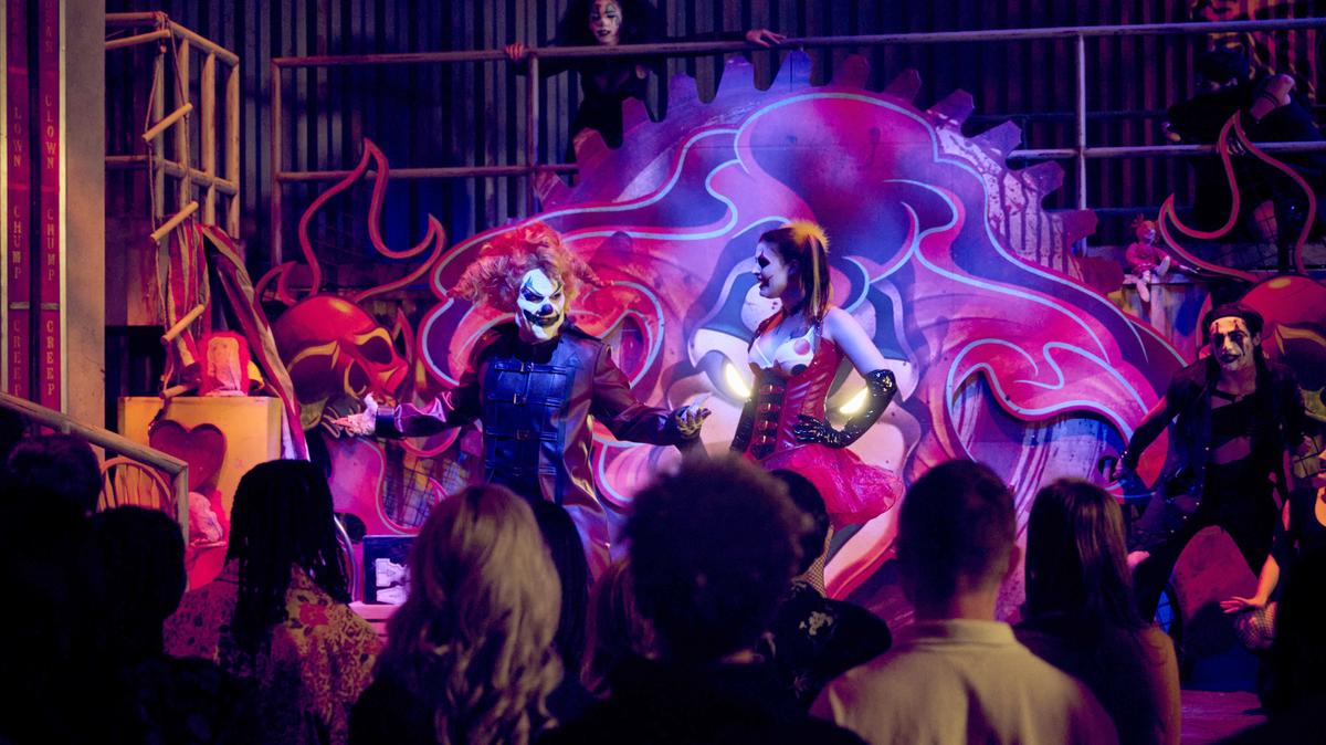 Jack the Clown and his evil sidekick Chance at Universal Horror Unleashed in Las Vegas.