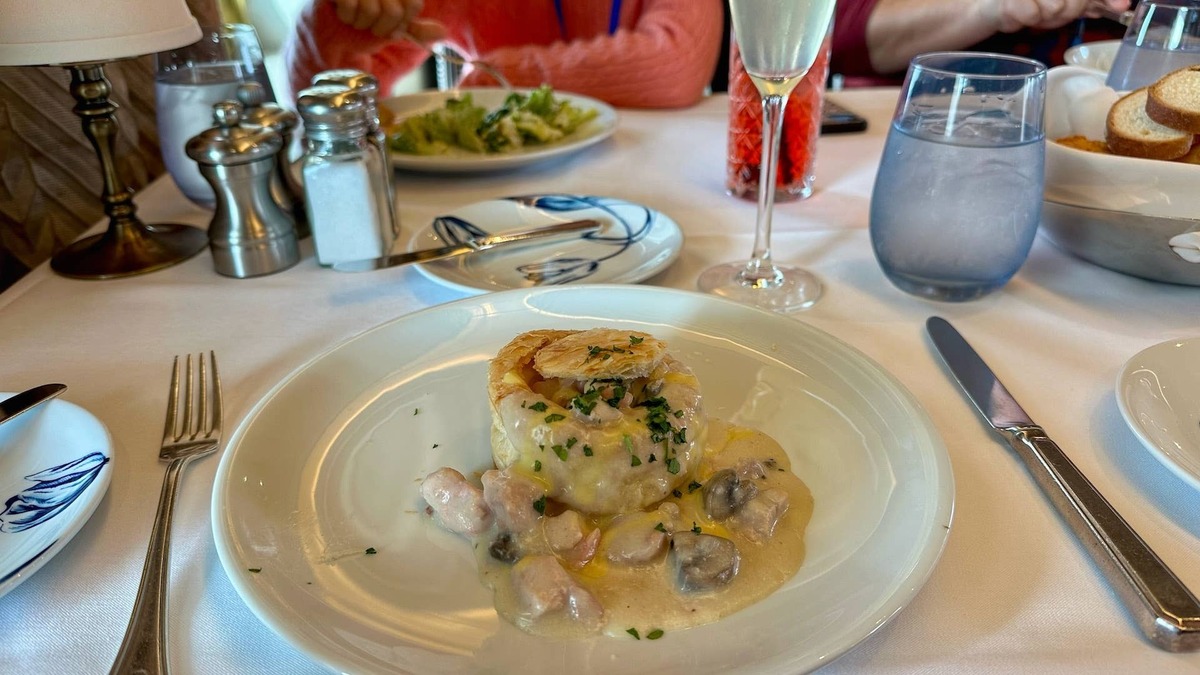  Holland America's Dutch Dinner features dishes like a mushroom cream puff pastry. 