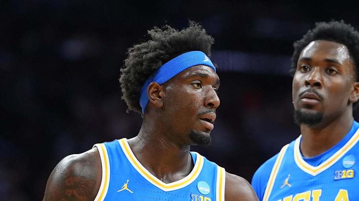  Mar 22, 2026; Philadelphia, PA, USA; UCLA Bruins forward Eric Dailey Jr. (3) reacts against the UConn Huskies in the first half during a second round game of the men's 2026 NCAA Tournament at Xfinity Mobile Arena. Mandatory Credit: Kyle Ross-Imagn Images | Kyle Ross-Imagn Images 
