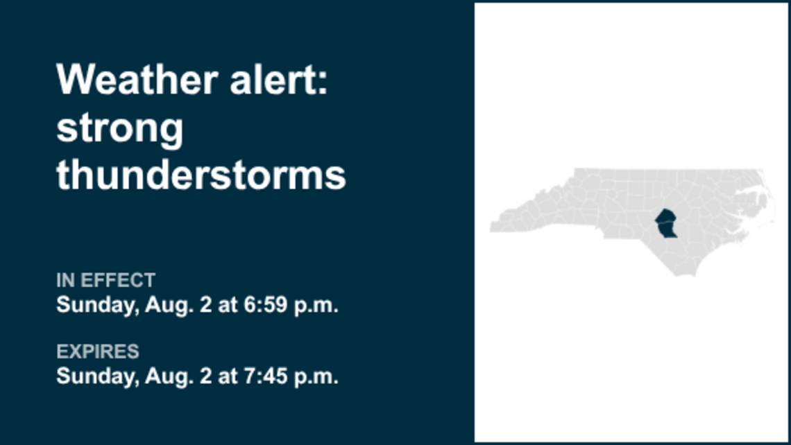 UPDATE: Weather alert for North Carolina Sunday night - wind gusts up to 40 mph 