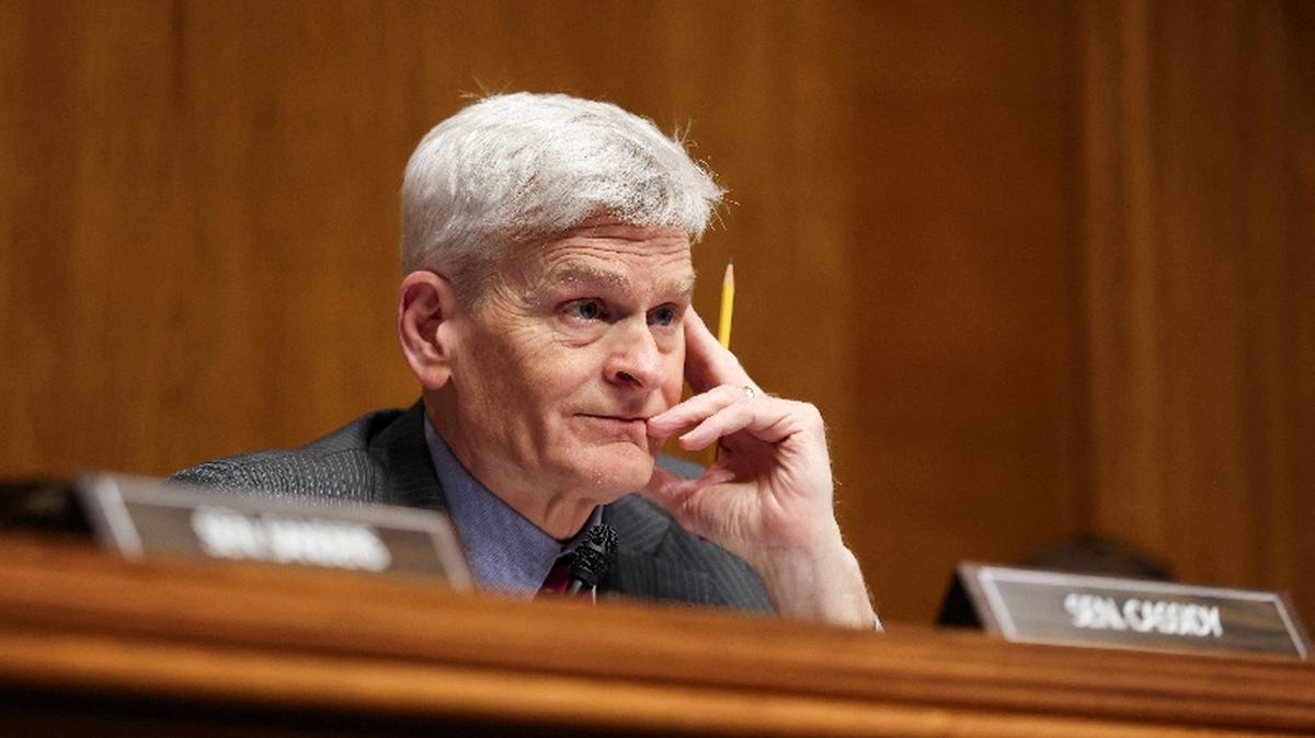 FILE PHOTO: U.S. Senator Bill Cassidy (R-LA), Chair of the Senate Health, Education, Labor, and Pensions Committee, attends a confirmation hearing for Casey Means, nominated to serve as the next U.S. Surgeon General, on Capitol Hill in Washington, D.C., U.S., February 25, 2026. REUTERS/Kylie Cooper/File Photo