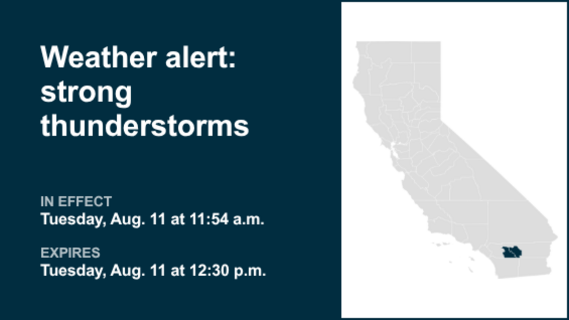 UPDATE: Weather alert for strong thunderstorms early Tuesday evening 